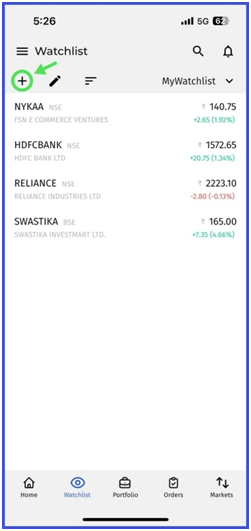 Justrade2.0 login mobile app - Add Stocks to your Watchlist
