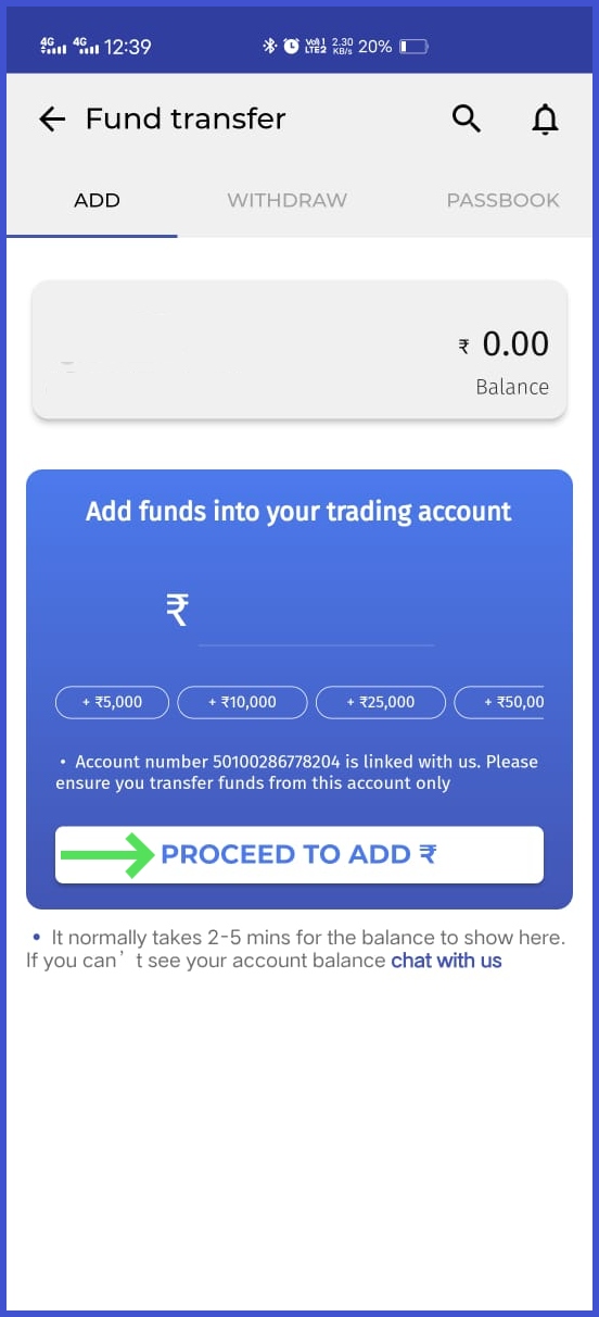 Justrade2.0 login mobile app - Fund Transfer